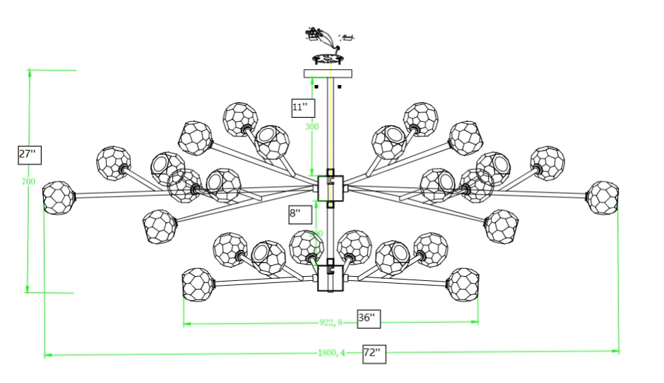 Boule De Crystal Crystal 2-Tiers Chandelier  Customize 72''+36''