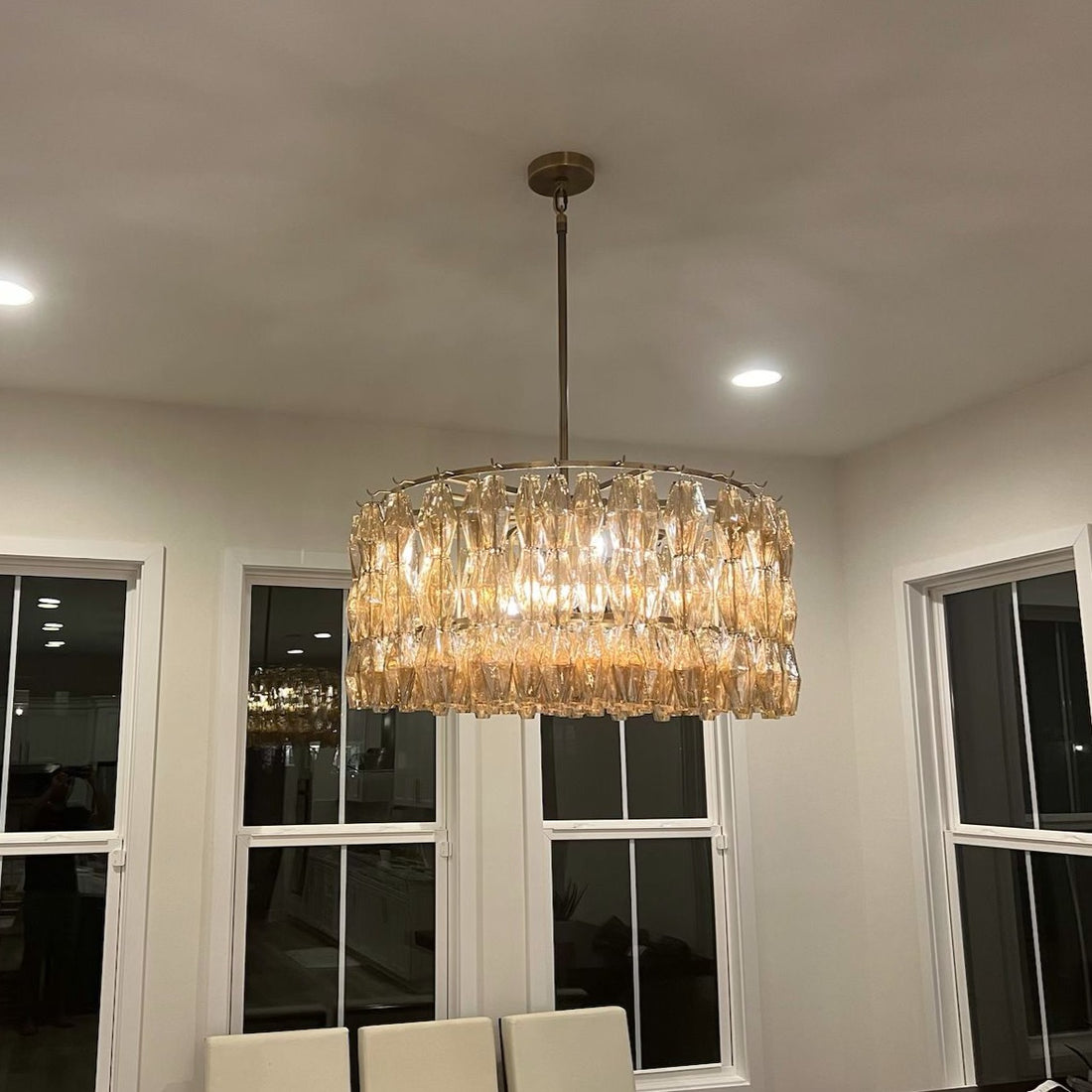 Chara Smoke Glass Round Chandelier 62"