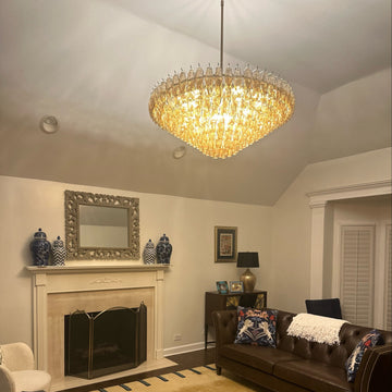 Chara Clear Glass Tiered Round Chandelier 37"