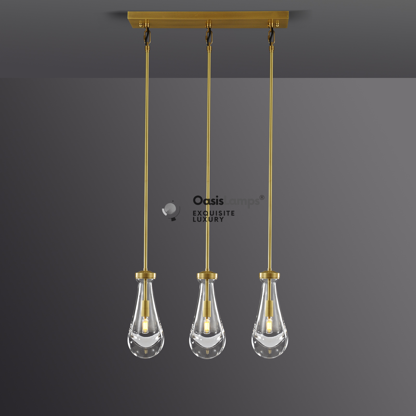 Raindrop Linear Chandelier 22" 3 Light