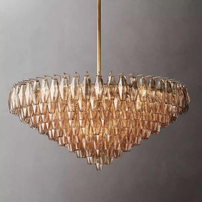 Chara Smoke Glass Tiered Round Chandelier 47"