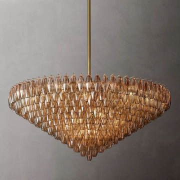 Chara Smoke Glass Tiered Round Chandelier 62"